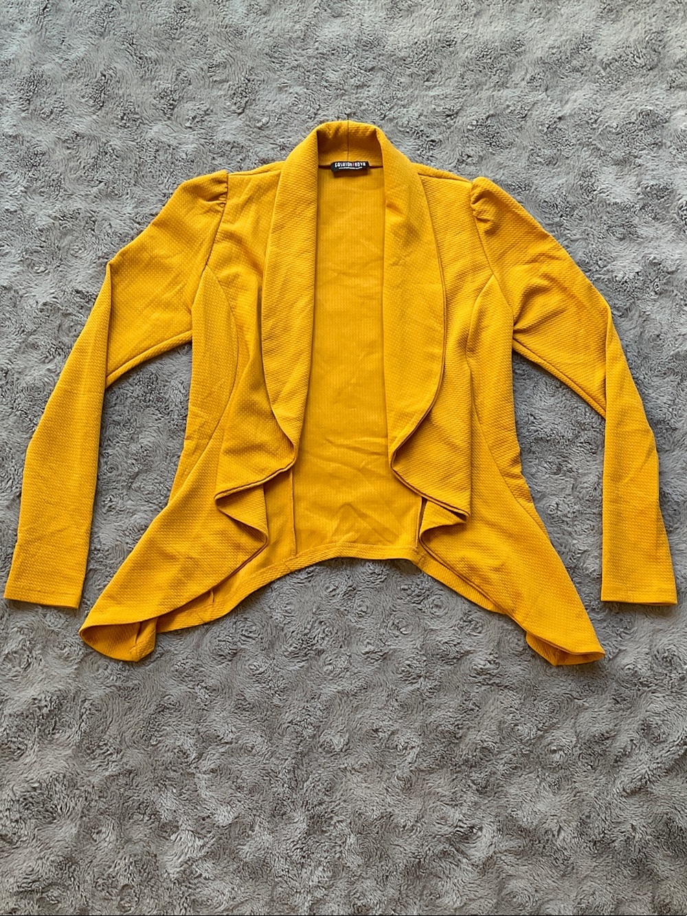 Worthington Mustard Draped Open-Front Cascade Blazer